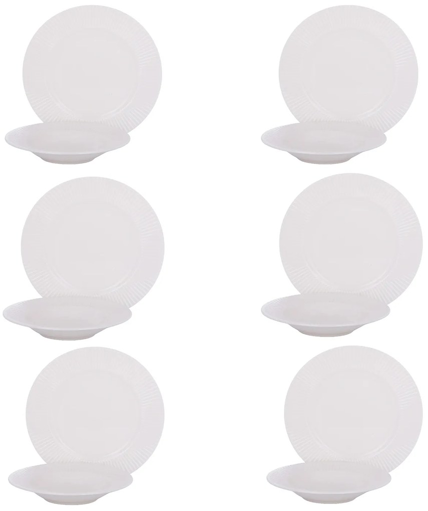 Servizio 12 pezzi tavola porcellana Seraphine bianco