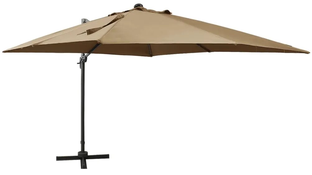 Ombrellone A Sbalzo Con Palo E Luci A Led Tortora 300 Cm /