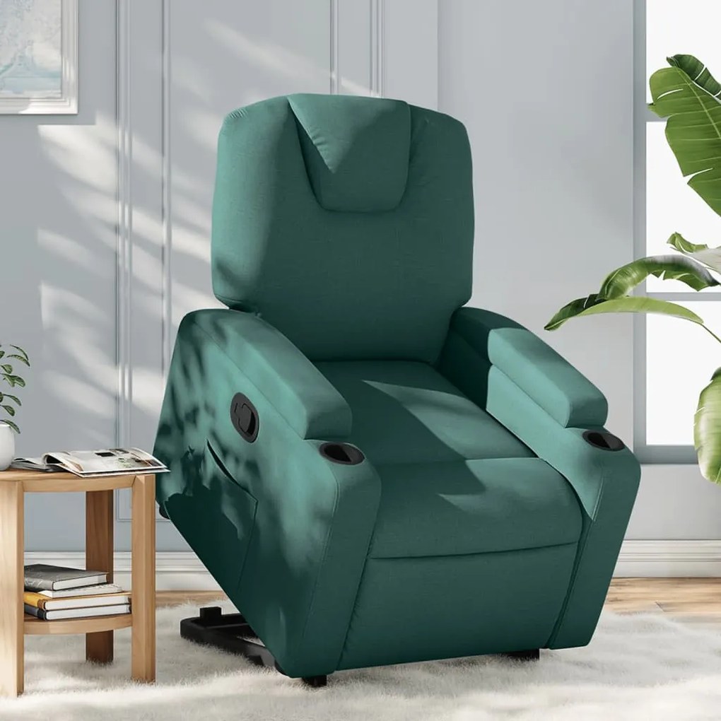 Poltrona Alzapersona Reclinabile Verde Scuro İn Tessuto /