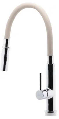 FERRO - Rubinetto per lavello con braccio flessible cromo lucido/beige