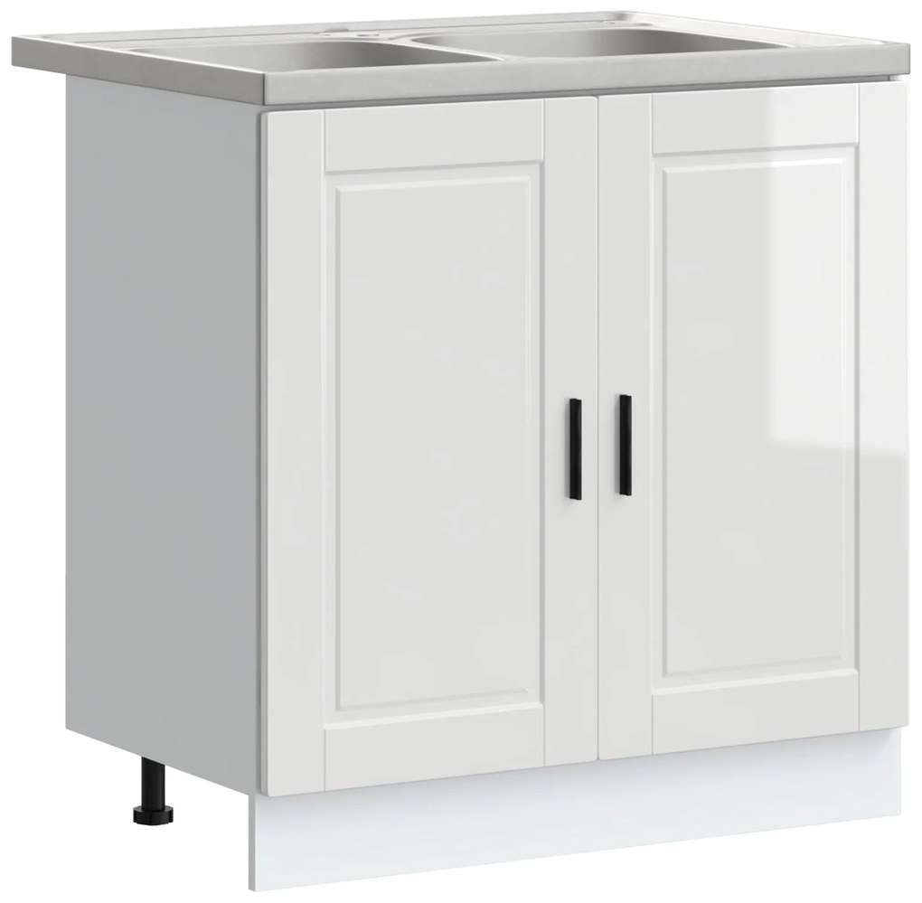 Mobile sottolavello ""porto"" con lavabo alta lucentezza bianco 80x46x84,5 cm legno ingegnerizzato