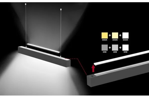 Sinclair LSM 24-40CCT - Plafoniera LED LSM LED/40W/230V 120 cm nero