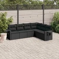 Set Divano da Giardino 6 pz con Cuscini Nero in Polyrattan 3220204