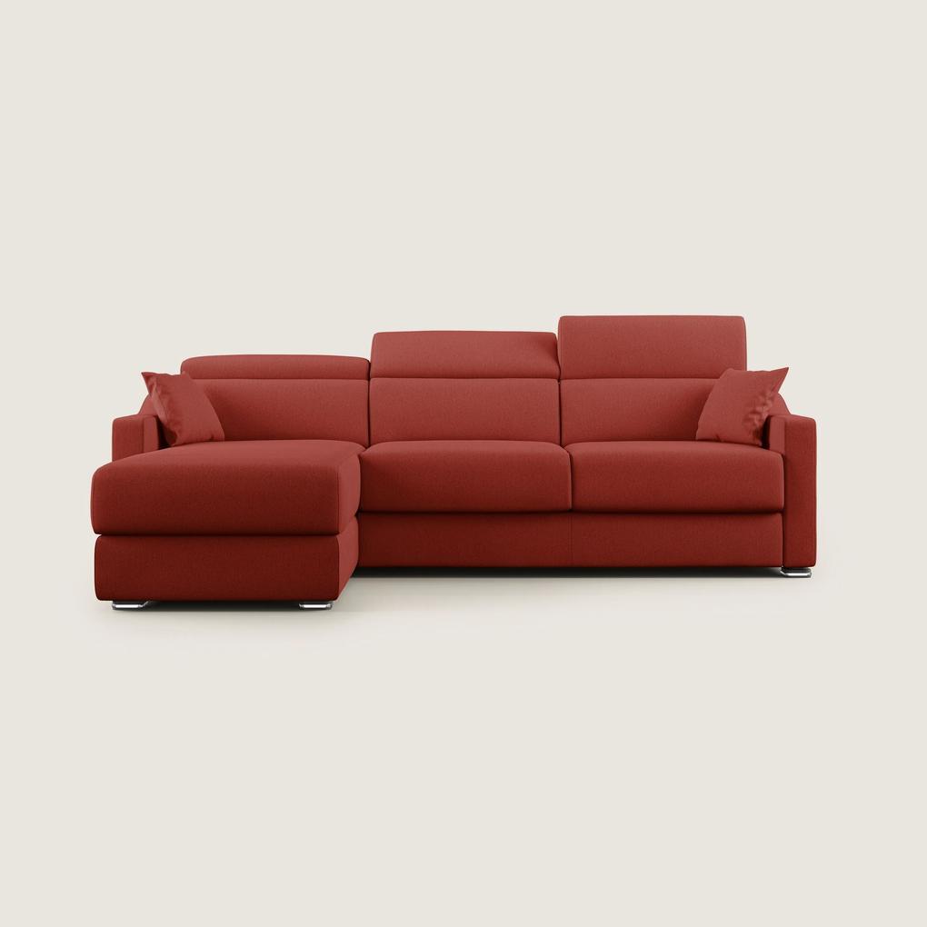Amber divano letto angolare in tessuto smacchiabile T05 rosso 273 cm sinistro (mat. 140x197)