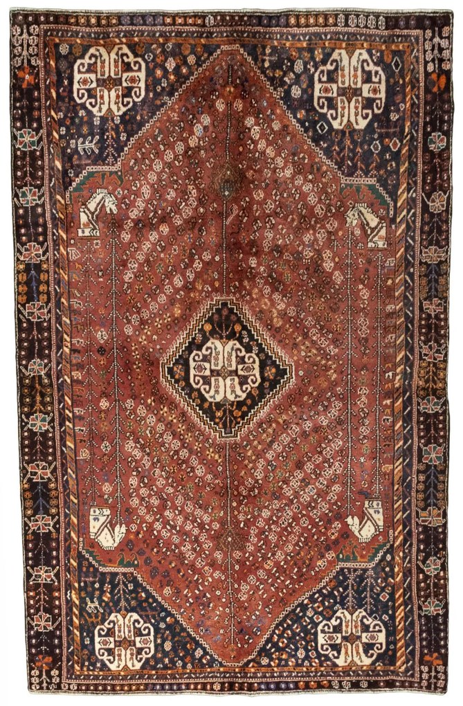 Shiraz Tappeto persiano 150 x 250 Rosso (Iran) Annodato A Mano