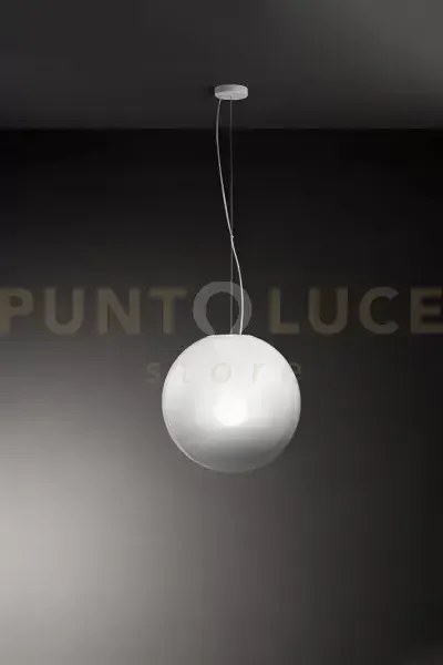 Moon sospensione in vetro e metallo bianco 1 luce attacco e27 d.40cm