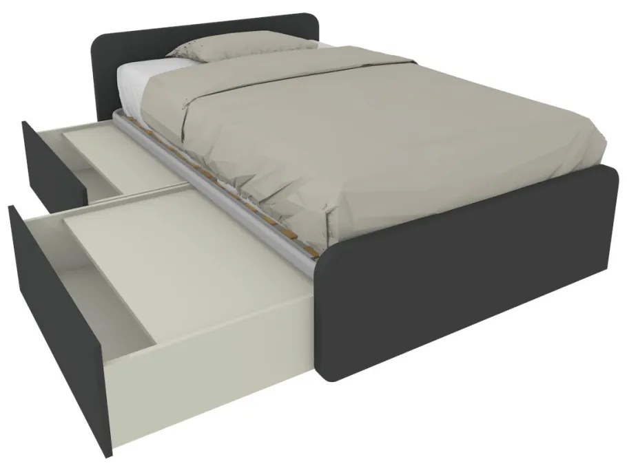 864C - Letto cameretta 120x190 1piazza e mezza con cassettoni estraibili e testate personalizzabili.Rete inclusa