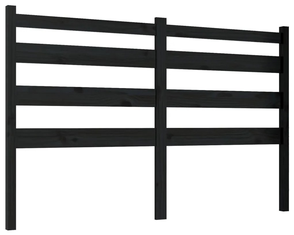 Testiera per letto nera 206x4x100 cm in legno massello di pino