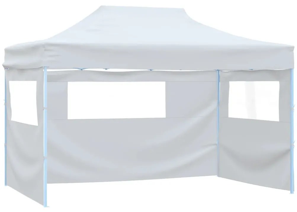 Gazebo Professionale Pieghevole 3 Pareti 3x4m Acciaio Bianco /