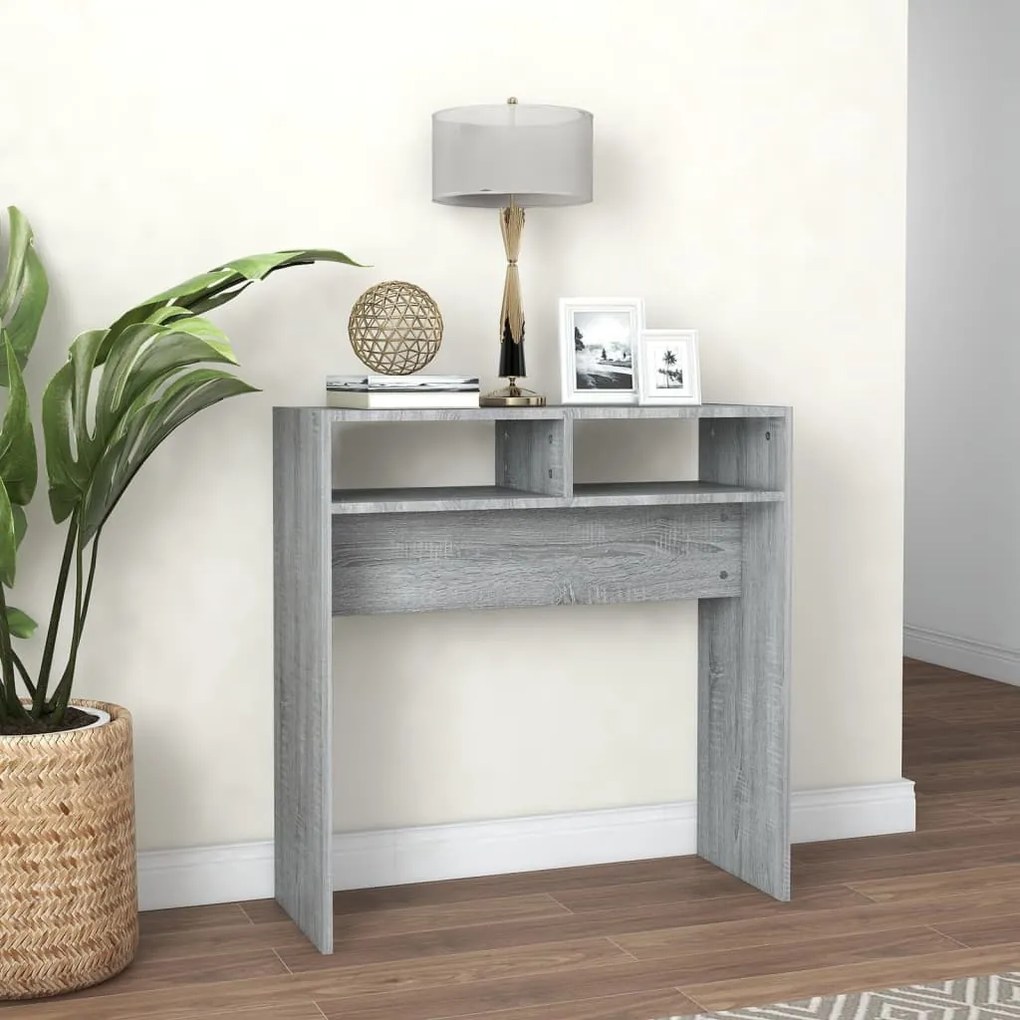 Tavolino Consolle Grigio Sonoma 78x30x80 Cm Legno Multistrato /