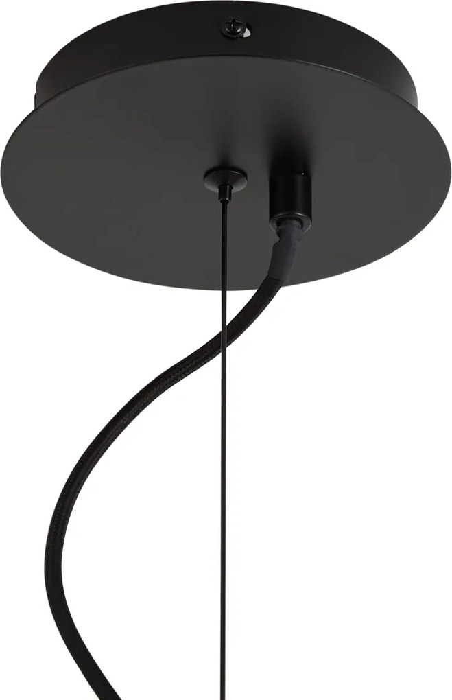 Lampada a Sospensione Art Déco Nera con Vetro Fumé Ovale 14 Luci - Mochan