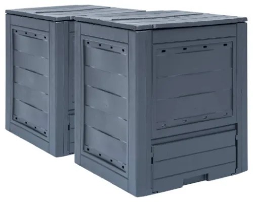 Compostiere per Giardino 2 pz Grigio 60x60x73 cm 520 L