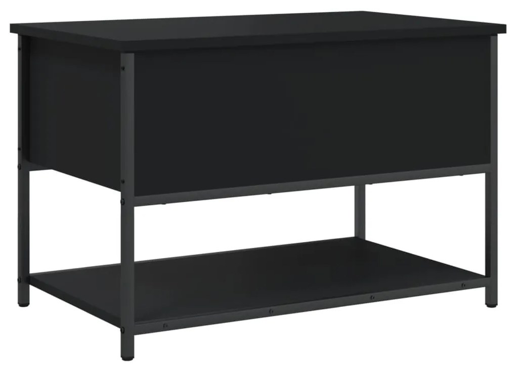 Panca portaoggetti nera 70x42,5x47 cm in legno multistrato