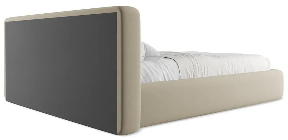 Letto matrimoniale imbottito beige con vano contenitore con griglia 160x200 cm Kiana - Makamii
