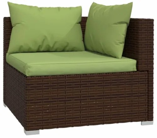 Set Divani da Giardino 4 pz con Cuscini in Polyrattan Marrone