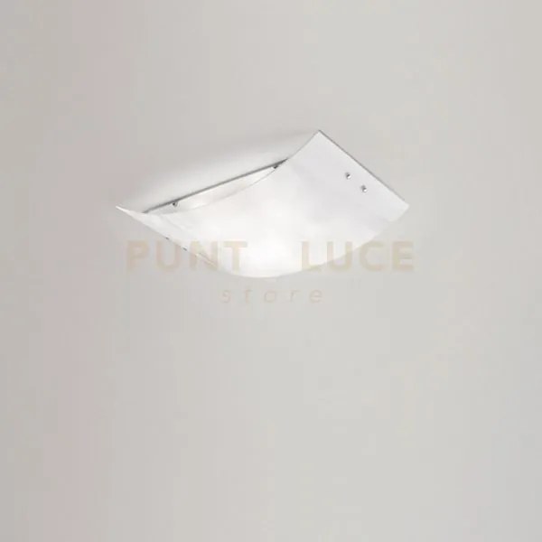Michela p/p plafoniera metallo e vetro bianco finitura cromo 2 luci...