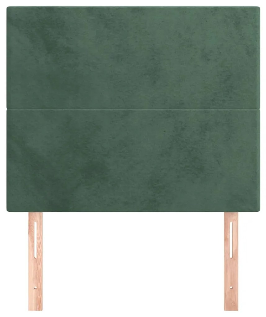 Testiera 2 pz verde scuro 80x5x78/88 cm in velluto