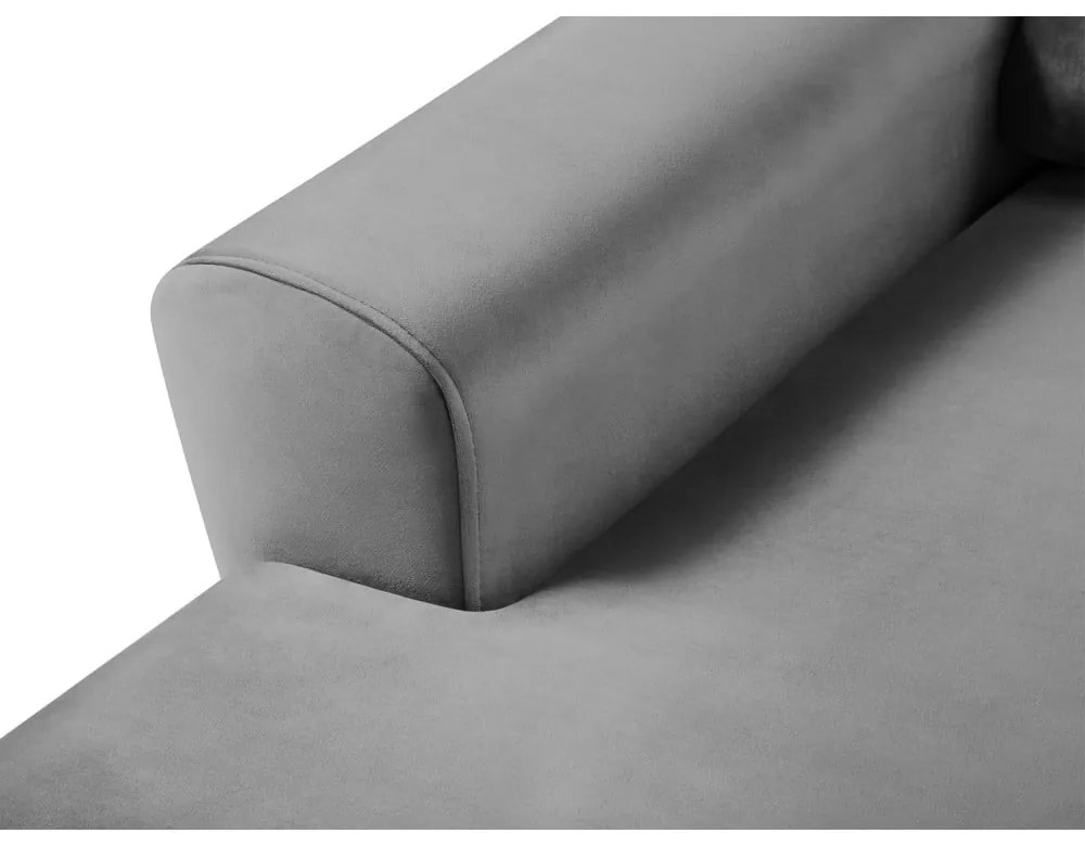 Divano angolare grigio chiaro allungabile e con contenitore (con penisola a sinistra/con chaise lounge) con rivestimento in velluto Kyoto – Cosmopolitan Design