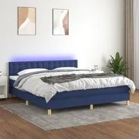 Letto a Molle con Materasso e LED Blu 160x200 cm in Tessuto 3134051