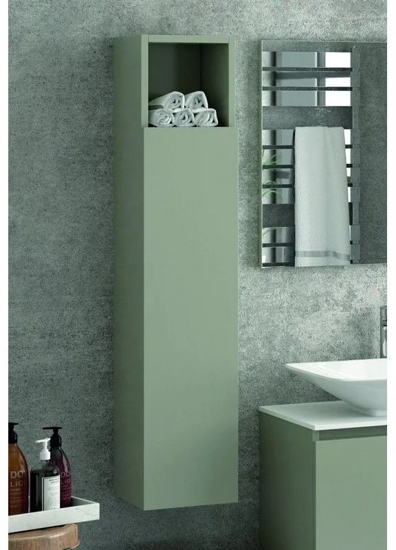 Kamalu - composizione bagno 155cm sospesa, composta da mobile, specchio, colonna e pensile sp-155a