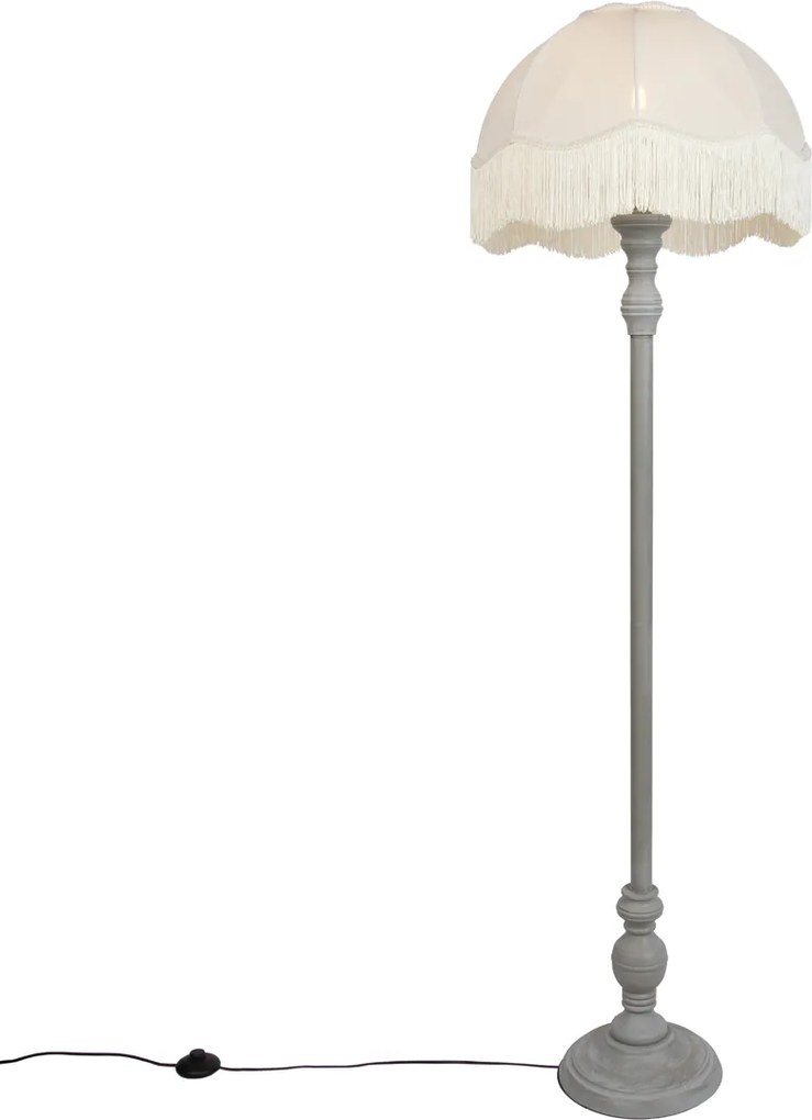 Lampada da terra grigia con paralume beige e interno bianco 45cm - Classico