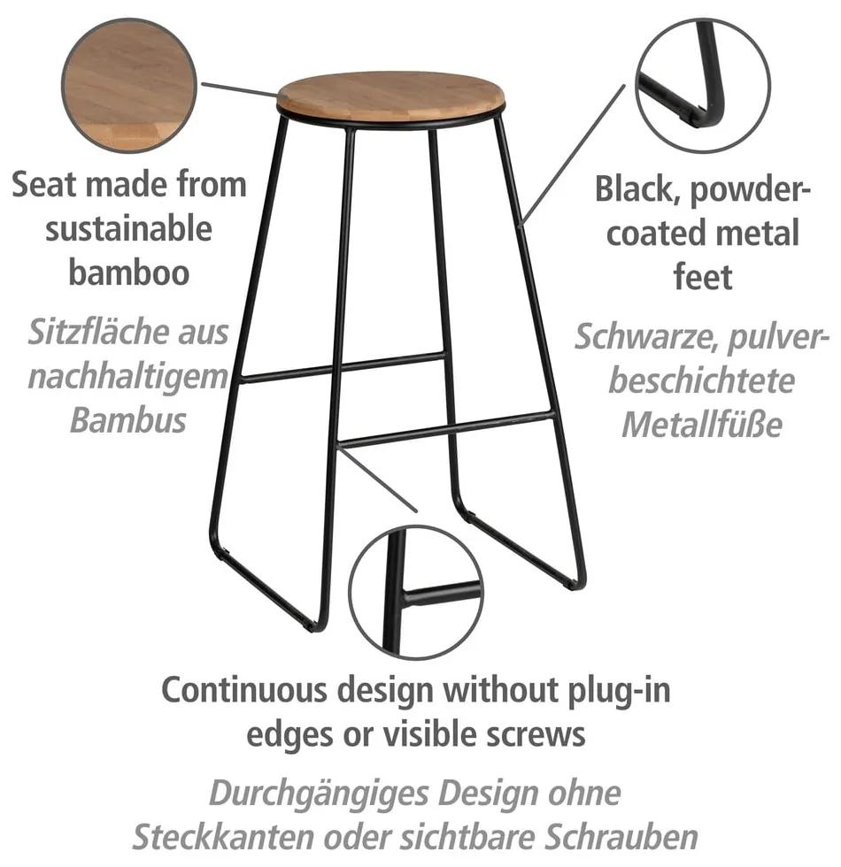 Sgabelli da bar in colore nero-naturale in set di 2 (altezza seduta 70 cm) Loft - Wenko