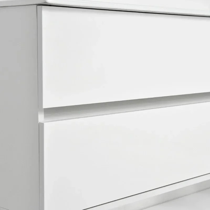 Mobile bagno sospeso 90 cm Duble bianco lucido completo di lavabo e specchio