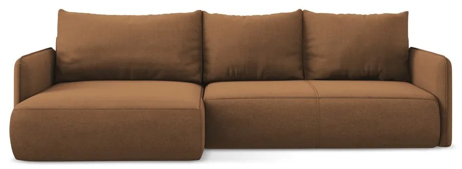 Divano angolare arancione allungabile/con contenitore (con penisola a sinistra) Nanea – Makamii