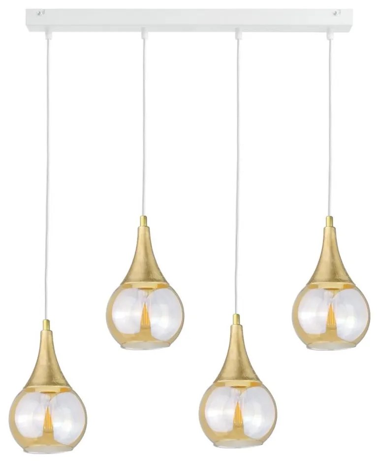 Lampadario a sospensione con filo LACRIMA WHITE 4xE27/60W/230V