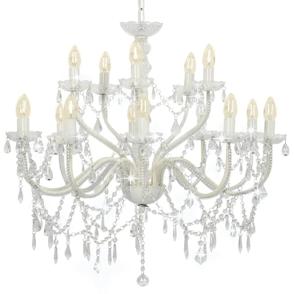 Candelabro a 2 Livelli Bianco 15 Lampadine E14