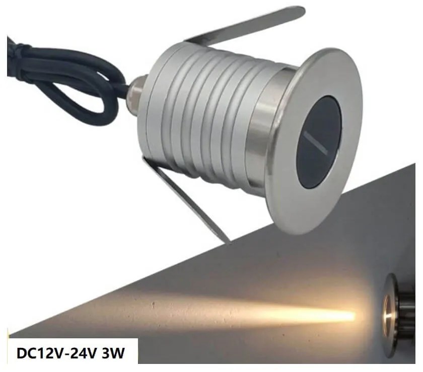 Faretto LED 3W, IP67, 10° Taglio di Luce, Professional Colore Bianco Caldo 2.700K