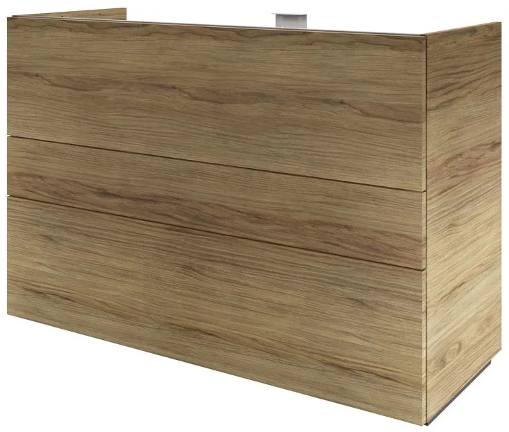 Mobile da bagno a terra L 120 x H 84 x P 48 cm rovere miele, 3 cassetti Apertura push-pull SENSEA Neo Line, Maniglie acquistabili separatamente