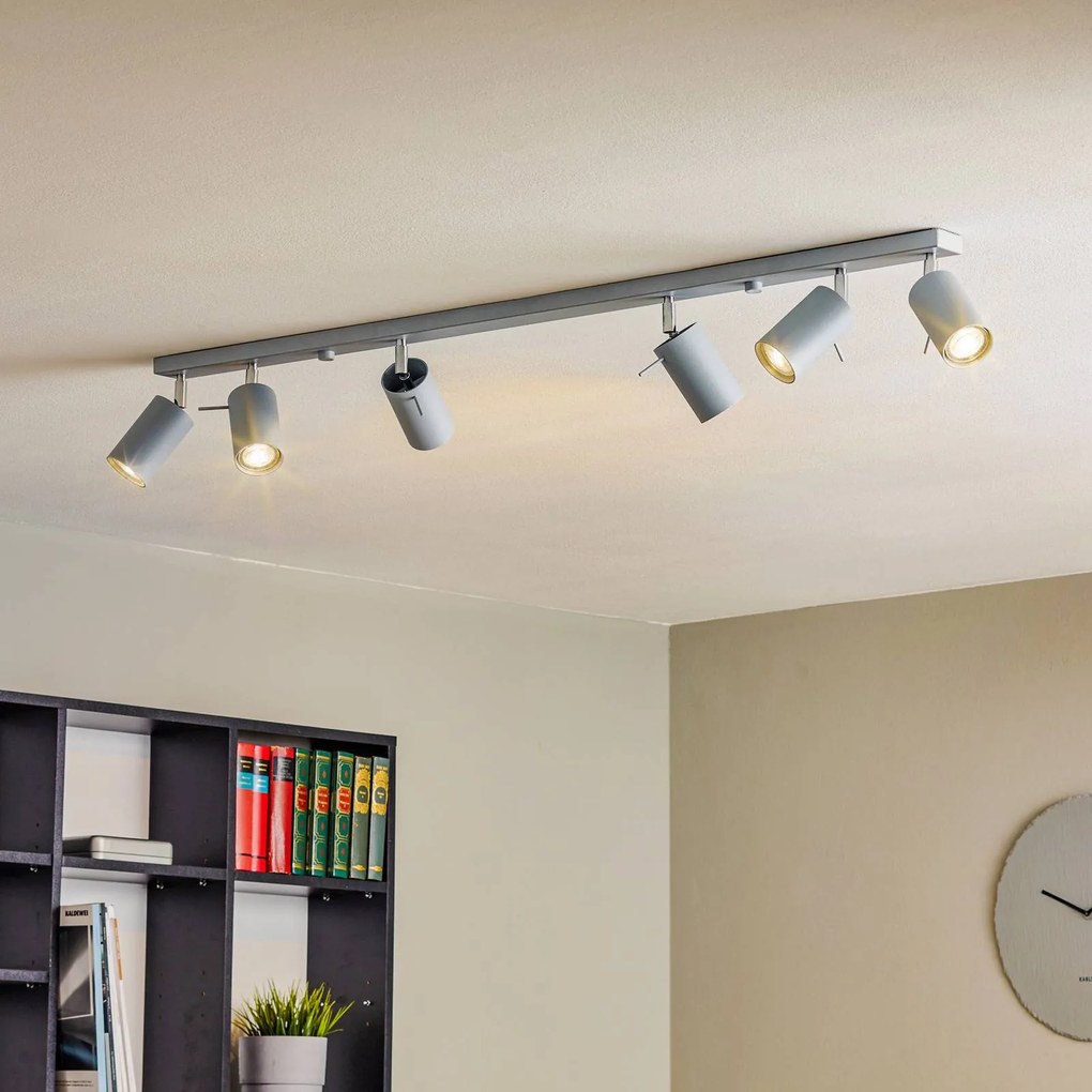 SOLLUX LIGHTING Faretto da soffitto Round, grigio, 6 luci lineari