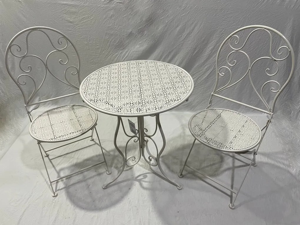 Set tavolo e sedie Bistrot in ferro bianco per 2 persone