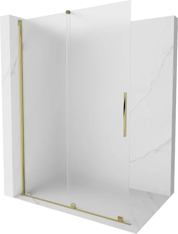 Mexen Velar parete doccia scorrevole Walk-in 130 x 200 cm, brina 8 mm, oro - 871-130-000-33-50