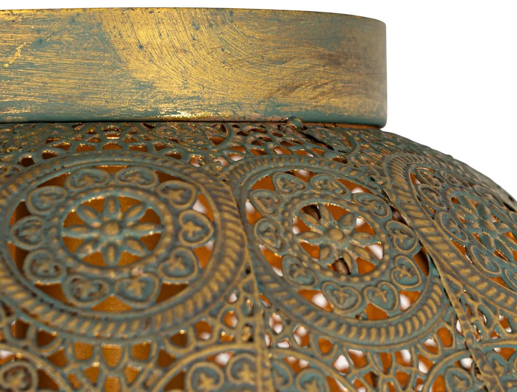 Plafoniera orientale oro con verde 28,5 cm - Baloo