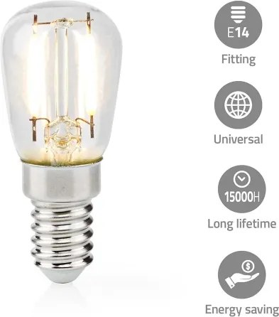 Nedis LBCRFE14T26 - Lampadina LED per frigorifero T26 E14/2W/230V 2700K