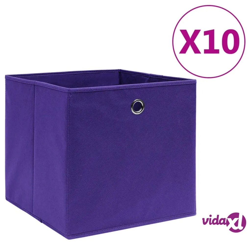 vidaXL Contenitori 10 pz in Tessuto non Tessuto 28x28x28 cm Viola