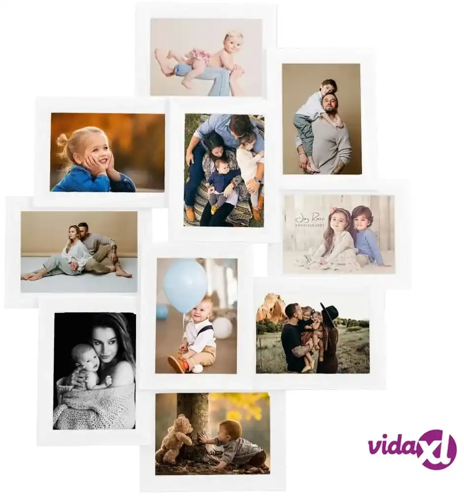 vidaXL Cornice per Collage 10x(10x15 cm) Foto Marrone Bianco in MDF