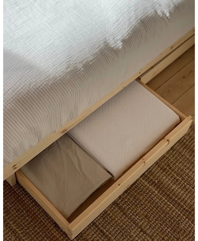 Letto matrimoniale in legno di pino con contenitore con griglia color naturale 180x200 cm Kanso - Karup Design