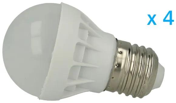 4 PZ Lampade Led E27 Bulbo 3W=30W Bianco Freddo Diametro 50mm Altezza 80mm