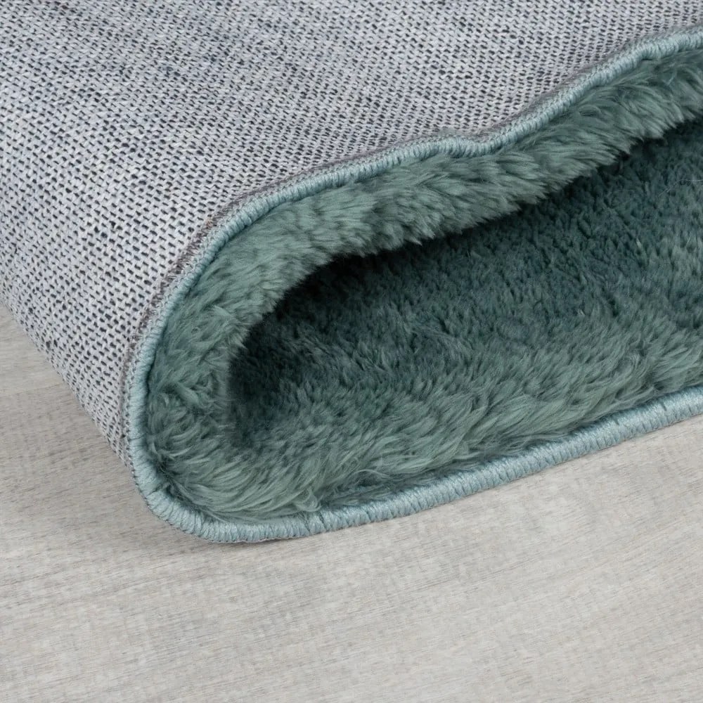 Tappeto in pelliccia sintetica color petrolio 160x230 cm Faroe Wool Look Fur - Flair Rugs