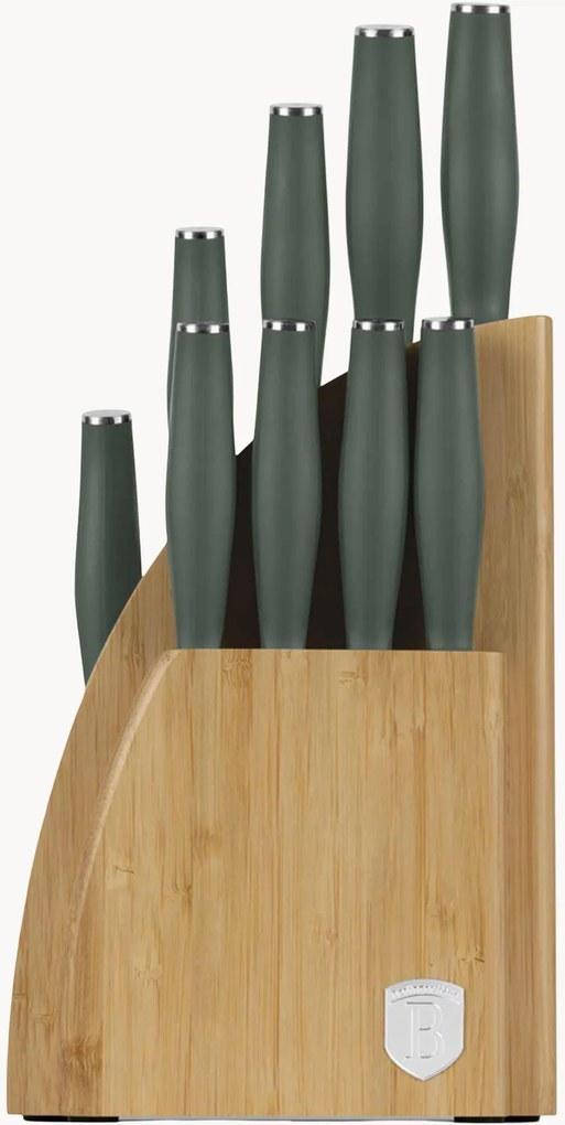 Set di coltelli con ceppo in bambù Matte Green, set da 10
