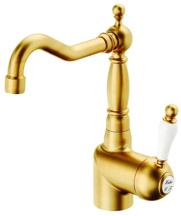 Rubinetto per lavabo OXFORD oro spazzolato satinato HUBER H 26 cm