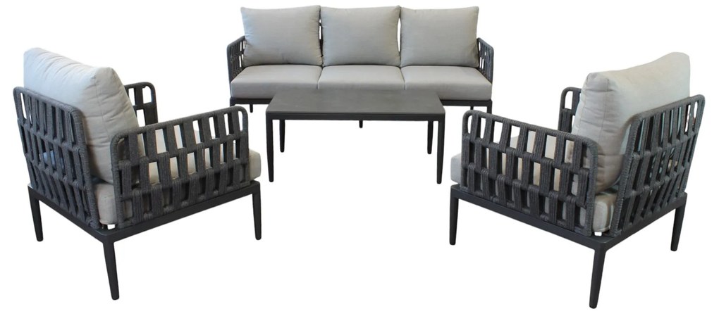 CASCADA - salotto outdoor con struttura in alluminio grigio chiaro, antracite o naturale