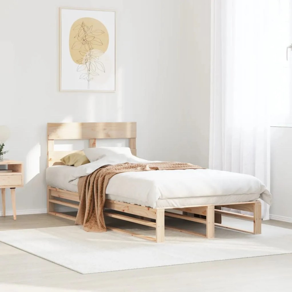 Letto Senza Materasso 90x190 Cm İn Legno Massello Di Pino /