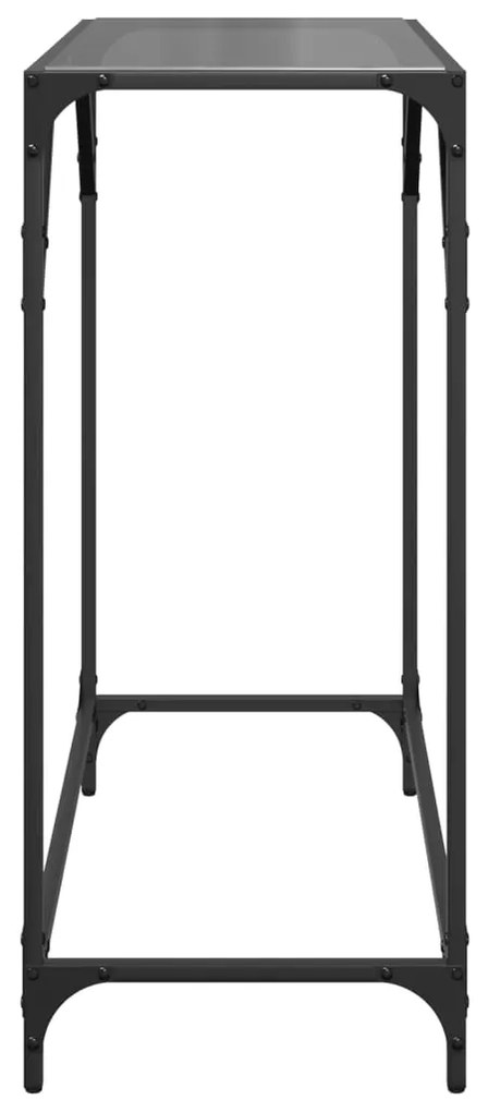 Tavolino consolle con piano in vetro nero 80x35x81cm in acciaio