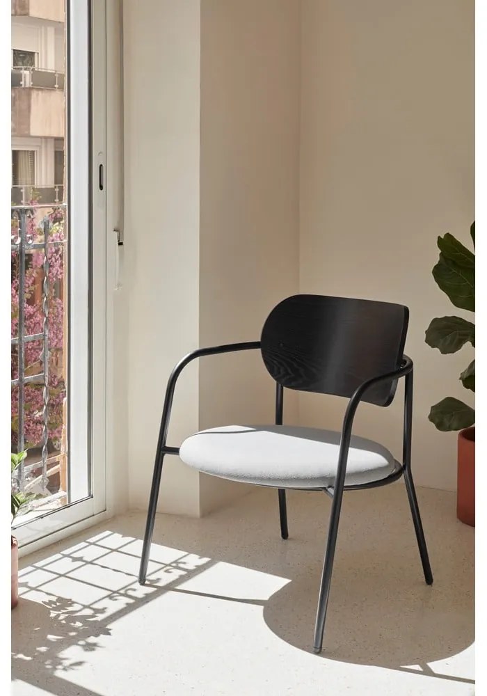 Sedia da pranzo nera e grigia in frassino Eclipse - Teulat