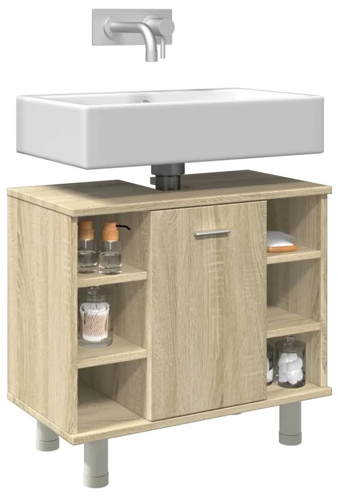Mobile Da Bagno Rovere Sonoma 60x32x53,5cm İn Legno Multistrato /