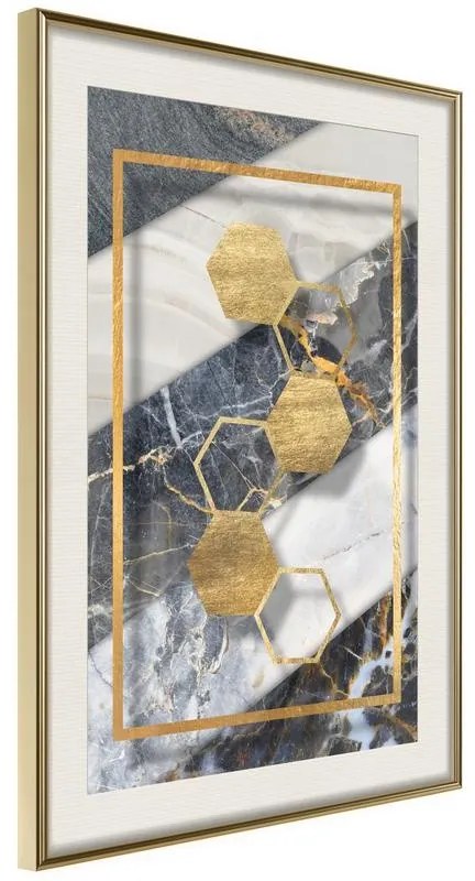 Poster  Marble Composition III  Cornice Quadri Cornice d'oro con passe-partout, Larghezza x Altezza Home decor 40x60